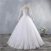 ZJ9151 Sexy Suknia Balowa Elegancki Długim Rękawem Suknia Ślubna Dla Plus Size Women 2021 Bride Suknie Koronkowe Dolne