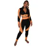Mulheres fitness tracksuits impresso dois pedaços roupas roupas de designer 2021 zíper Cardigan de manga comprida calças senhoras 2 pedaços jogger rodando conjuntos
