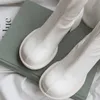 2022 luxe merk vrouwen blok hoge hakken witte enkellaars vrouwelijke vierkante teen chelsea kwaliteit korte rits y0910