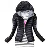 Sonbahar Kış Kadın Temel Ceket Kaban Kadın İnce Kapşonlu Marka Pamuk Mont Casual Siyah Ceketler 211014