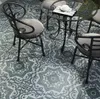 Small flower brick dark green retro floor tiles 300 * 300mm restaurant balcony non slip ceramic tile matte mosaic