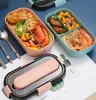 Lunch Box For Kids School Plastic Microwave Bento With Compartment Tableware Leak-Proof Food Container 210709