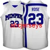 23 Derrick Rose Tigers White Blue Black Basketball Jersey Stitched Custom Eventuella nummer Jerseys NCAA XS-6XL