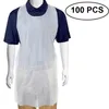 100pcs/set White Disposable Cleaning Apron Transparent Easy Use Kitchen s For Women Men Cooking 211222