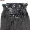 16-28 inches 10pcs Set 220g 100% Brazilian Remy Clip-in Human Hair Extensions Clips Full Head Natural Straight