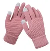 Gants de cadeau de Noël Écran tactile d'hiver Femmes et hommes tricot extensible chaud imitation laine tout-doigt antidérapant mode extérieur pour la famille Tricots