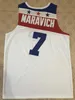 #7 Pete Maravich East all star branco camisa de basquete pontos bordados personalizar qualquer tamanho e nome