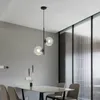 Clear Glass Pendant Lamp Round Ball Lights Restaurant Bar Counter Aisle Office Hanging Lamps Pendants Light Lampara Blanca