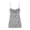 Womengaga Slash Neck Suspender Dress Slim Black White Leopard Print Hip Chiffon Mini Dresses XXT9 210603