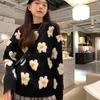 Women's Sweaters Woherb Spring Autumn Women Pullovers Loose Vintage Flower Jacquard Preppy Style Patchwork Knitted Korean Casual Female Jump