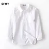 Продажа детей мальчиков рубашки весна мода твердого цвета детей детская детская одежда рубашка белый с длинным рукавом 3-12YRS 210713