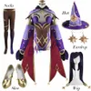 Hot Anime Game Genshin Impact Cosplay Mona Costume Girls Women Halloween Carnival Party Sexig klänning Uniform Cosplay Wig Outfit Y0903