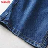 Tangada Pantaloncini di jeans a vita alta blu stile fidanzato da donna Pantaloncini casual estivi femminili TO2 210609