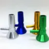 Coloré Aluminium Fumer Remplaçable 14MM Mâle Joint Bol Filtre Poignée Portable Pour Herbe Sèche Tabac Huile Rigs Perruque Wag Verre Bongs Silicone Narguilé Vers Le Bas Tige DHL