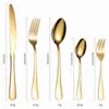Rose Gold Cutlery Set Fork Spoon Knife Stainless Steel Cutlery Set 20Pcs Kitchen Tableware Dinnerware Dinner Set Drop 211012
