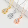 Gold Plated Necklace Crystal Zircon Clavicle Chain Drop Pear Shaped Pendant Necklaces Women Jewelry