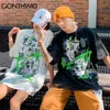 GONTHWID Tees Shirts Hip Hop Graffiti Joker Maske Baumwolle Punk Rock Gothic T-shirts Streetwear Harajuku Casual Kurzarm Tops C0315