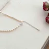 ASHIQI 3-4mm Mini Natural freshwater pearl necklace for women wedding 925 sterling silver jewelry