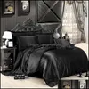 Bedding Sets Supplies Home Textiles & Garden 100% Pure Satin Comforter Bed Set Pillow Duvet Er Sheet Quilt Single/Double/Queen Size Quilted