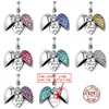 2020 New 925 Sterling Silver Inlaid Stone Heart Can Open Pendant DIY Lettering Nostalgia Ocean Beads Valentine's Customized Gift Q0531