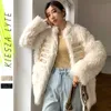 Faux Fur Coat Ciepła Kurtka Kółka Kobiety Sheeskin Wełna Płaszcze Odzieżowa Odzieżowa Odzież Ropa de Mujer 210608