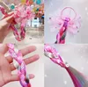 Fascia per capelli in stile 8 Arcobaleno Unicorno con fermagli lunghi per parrucca Natale Brillante fiocco per capelli Accessori per capelli per ragazze Barrettes Regalo di compleanno