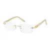 Unisex tesão plástico óculos de sol sem aro com lentes oceânicas lentes pernas de grão moda homens e mulheres óculos de luxo