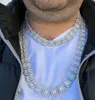 Prawdziwy mrożony srebrny bagietka łańcuch tenisowy 14k biały złoto Plaked 9 mm mężczyzn kobiety Diamentowy naszyjnik Choker Hip Hop Biżuter