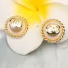 20style 18K Gold Plated Korean Double Letters Stud Luxury Designer Earring Geometric Women Round Crystal Rhinestone Pearl Long Earrings Wedding Party Jewelry