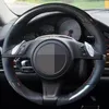 Car Steering Wheel Cover Hand-stitched Non-slip Soft Black Genuine Leather Carbon Fiber For Porsche Cayenne Panamera 2010-2011