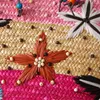 Borse per la spesa Bohemian Ricamato Starfish Paglia Grande capacità Tote Shoudler Casual Summer Beach Big Shopper Rattan Handbags 220301