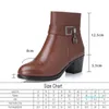 Boots 2021 Genuine Leather Women's Warm Booties Winter Brown Ladies Heel Adult Fashion