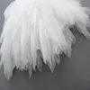 Retail Kids Flower Dresses for Wedding Girls Princess Dress Handmade Feather Pearl Bling Irregular Tulle Children Frocks Q0716