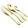 4-Piece 18/10 Stainless Steel Flatware Set Black Dinnerware Steak Knife Fork Spoon Teaspoon Cutlery Food Tableware Drop 211012