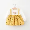 Niemowlę Baby Girls Sukienka Cute Print Dot Długą Rękaw Sukienka Dla Dziewczyny Odzież 1 Rok Urodziny Princess Suknie Maluch Odziewa Q0716