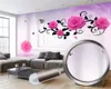 3D цветок обои Расширение пространства розовая роза 3D обои романтические цветы декоративные шелковые настенные бумаги домашнего декора