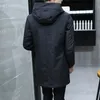 Vinterjacka män huva Slim Korean Parka Hombre Long Jackla Coat Cashmhere Mens Windbreaker Parkas Cotton Youth Clothing T200102