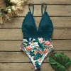 Sexy Swimsuits Ombro Feminino Mulheres Florais Swimwear Push Up Bathing Suits Bodysuits Beach Wear Ruffle Monokini 210611