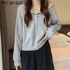 Sweats à capuche pour femmes Sweatshirts Matakawa Automne Mince à manches longues à manches longues moulette Sweat à capuche coréenne Solid Pullover Office Lady Short Femme Swea