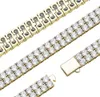 14k Gold Silver Plated 2 Row Tennis Armband 4mm Zircon Lab Diamond Hip Hop Jewelry Iced Halsband 7inch2980790