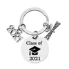 2021 Rostfritt stål Keychain Pendant Class of Graduation Season Buckle Plus Scroll Opening Ceremony Presentkort Ring 30mm / 25mm