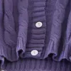 Surmiitro Stickad Kort Cardigan Kvinnor Vår Höst Långärmad Lila Broderi Cardigan Kvinna Sweater Coat Knitwear 210712