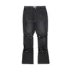 Hip Hop Punk Mens Micro-flare Jeans Fasciatura funzionale Pantaloni svolazzanti in denim slim fit Streetwear Wash Distressed Flare Jean C0607