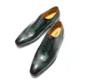 Tout nouveau décontracté de haute qualité hommes chaussures habillées à lacets chaussures formelles en cuir bout d'aile Oxfords bureau d'affaires vert noir chaussures