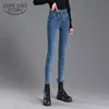 Jeans skinny a vita alta Donna Casual Jeans neri Pantaloni a matita autunno Pantaloni donna in denim Blu Boyfriend Style 10835 210527