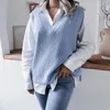 Women's Sweaters Women Autumn And Winter Classic Solid Color V-neck Knit Sweater Vest Cable Knitted Sleeveless Checked For