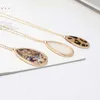 Modern Ladies Trendy Jewelry Abalone Shell Leopard Print Pendant Necklace