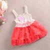 2~6 Alter Sommer Herbst Mode Rose Spitze Blumen ärmellos Chiffon Prinzessin Party Kinder Kind Kleidung Mädchen Kleid 210615