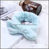 Favor Event Festive Party Supplies Women Coral Fleece Makeup Bow Band Solid Color Soft Wash Face pannband Fashion Girls Turban6623094