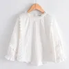 LOVE DD&MM Girls Shirts Autumn Baby Tops Flower Hollow Embroidery Sweet Lace Side Long-Sleeved Blouse Kids Clothes 210715